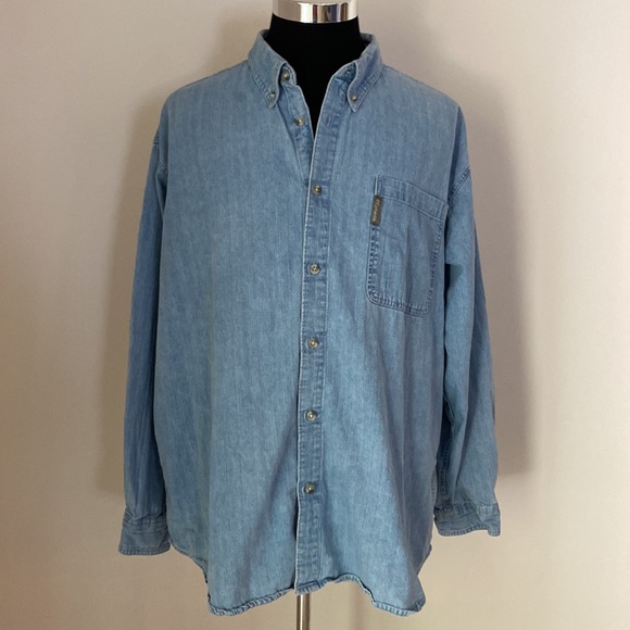 Columbia Shirts Columbia Mens Blue Denim Long Sleeve Button Up